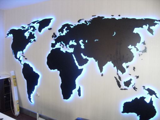  ışıklı ofis duvar harita dekoru